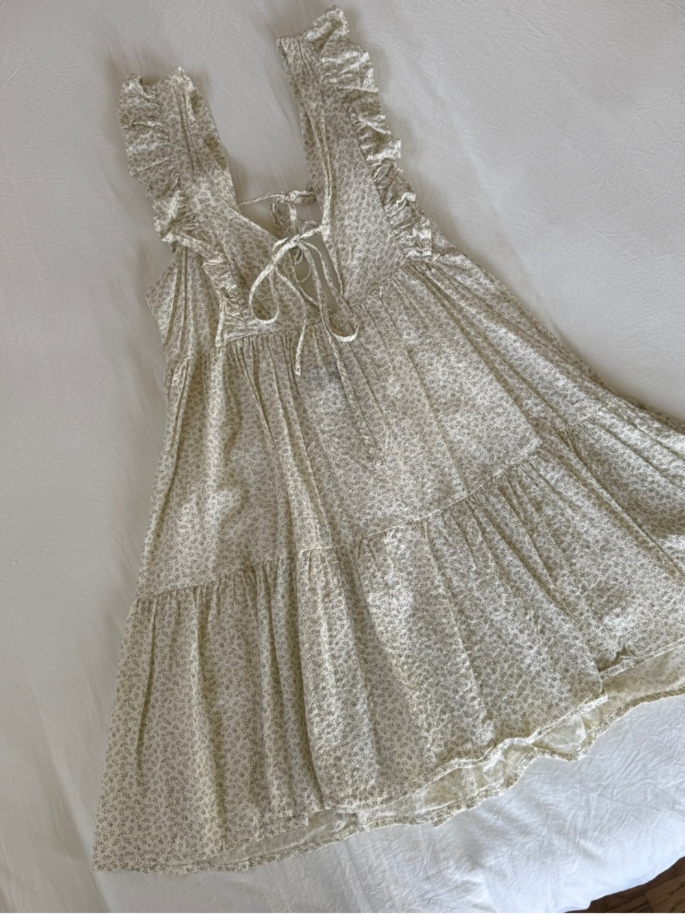 Fashion Union Cream Ruffle Strap Mini Dress